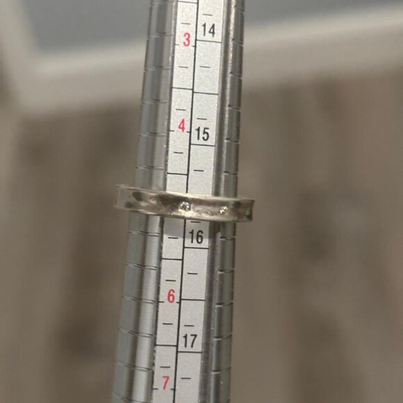 LK NEW! Magnificent Tiffany & Co. 1837 Silver Three 3 Diamond Circle Ring - Sz 5 - Picture 4 of 4